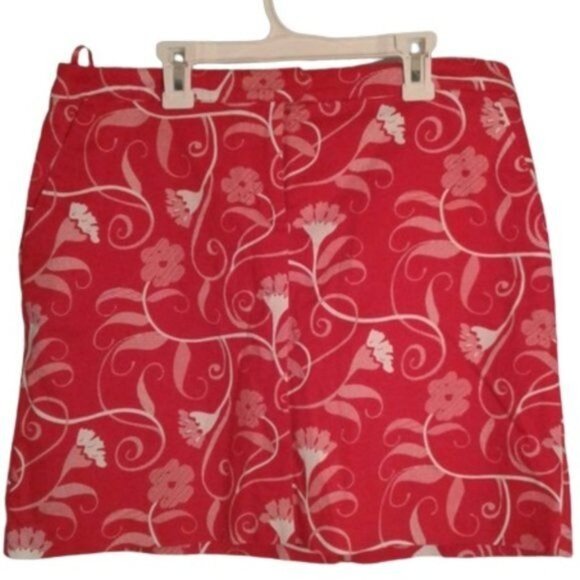 Izod Pants - Izod Size 8 Skort Womens Red White Floral Print Cotton Spandex